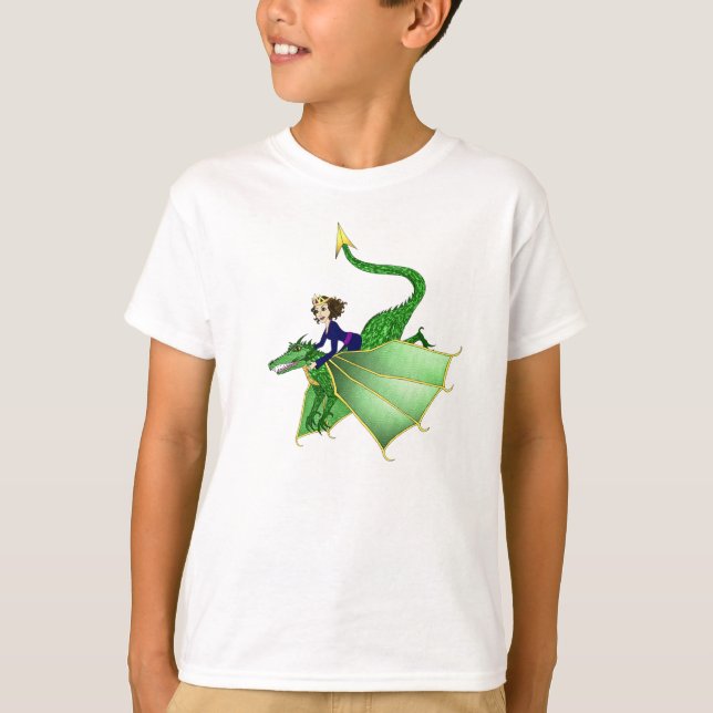 T-shirts Dragão Princesa Leve Longa Camisa, 2 anos e mais (Frente)