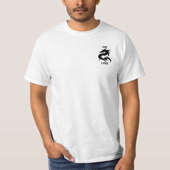 T-shirts dragão, UM, AMOR (Frente)