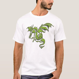 T-shirts Dragão verde de voo