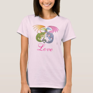 T-shirts Dragões Entwinados no Amor Senhoras Tee
