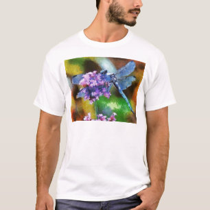T-shirts Dragonfly Azul na Arte Ponto-Alho Selvagem