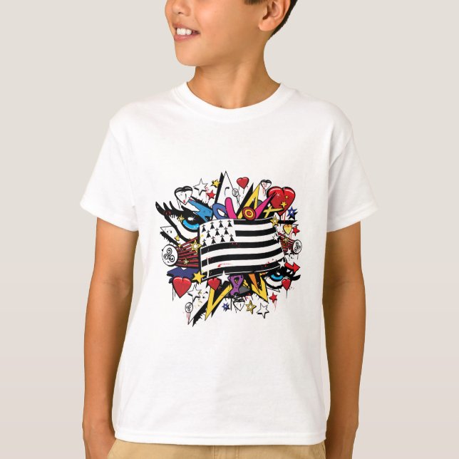 T-shirts Drapeau Bretagne Breizh grafite Breton graff (Frente)
