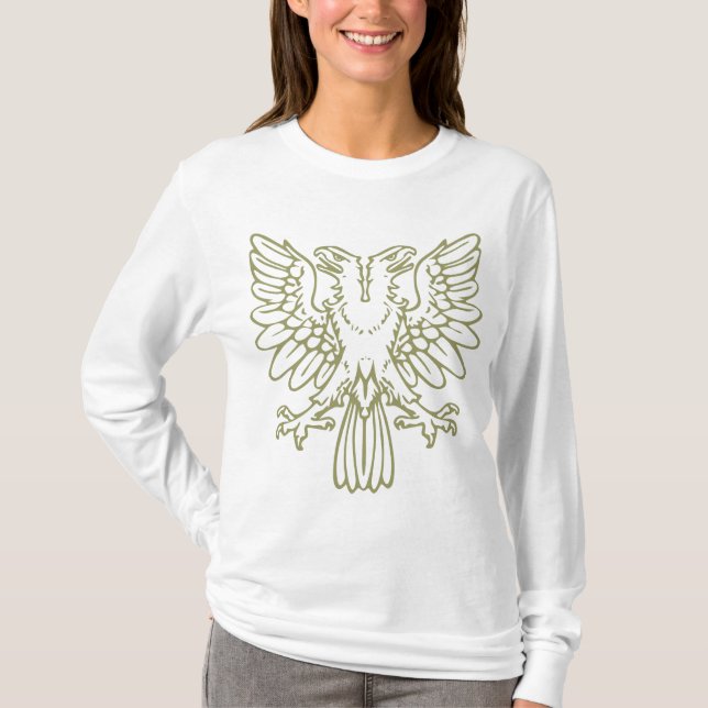 T-shirts Duas Águia de Cabeça - Khaki (Frente)