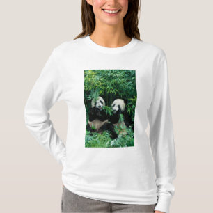 T-shirts Duas pandas que comem o bambu junto, Wolong, 2