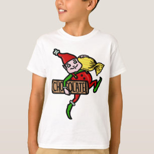 T-shirts Duende bonito do natal vintage com doces