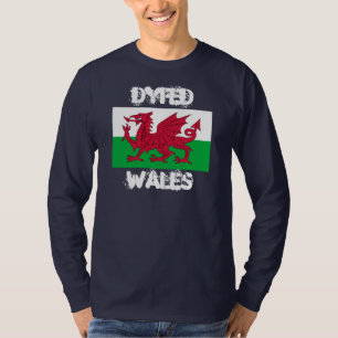 T-shirts Dyfed, Wales com bandeira de Galês