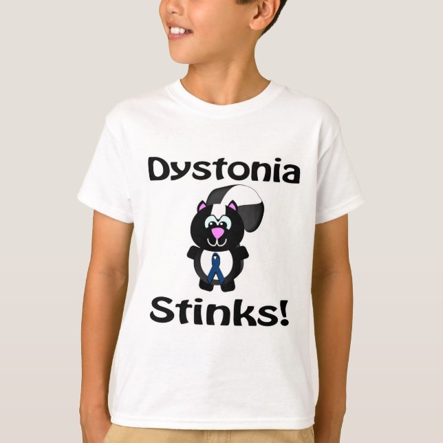 T-shirts Dystonia Stinks Skunk Awarness Design (Frente)