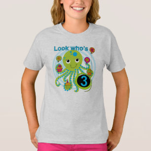 T-shirts e dotes de polvo aniversário de 3 anos