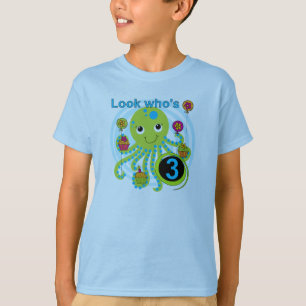 T-shirts e dotes de polvo aniversário de 3 anos