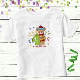 T-shirts É o Meu Aniversário Urso Fofo Idade 4