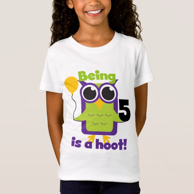 T-shirts e presentes de 5 de Aniversário da Hoot O (Frente)