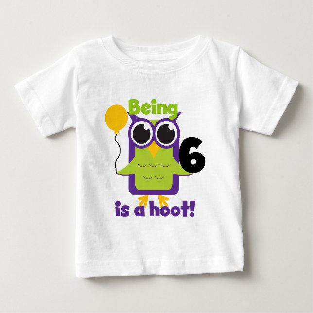 T-shirts e presentes de 6 de Aniversário da Hoot O (Frente)