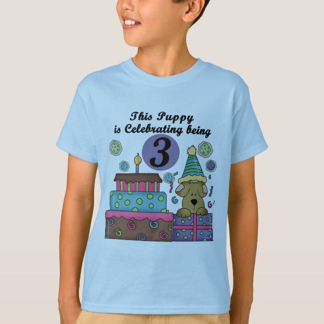 T-shirts e presentes de aniversário de 3 anos (Frente)