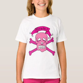 T-shirts e presentes, de crânio e ossos, cor-de-ro