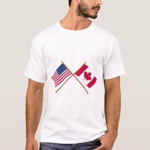 T-shirts E.U. e bandeiras cruzadas Canadá