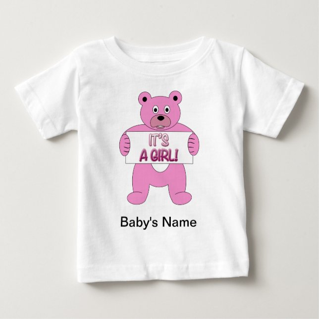 T-shirts É um Urso Rosa Menino (Frente)