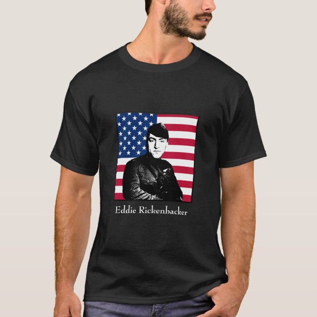 T-shirts Eddie Rickenbacker e a bandeira americana (Frente)