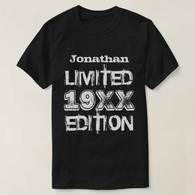 T-shirts Edição limitada qualquer ano A02C do aniversário (Frente do Design)