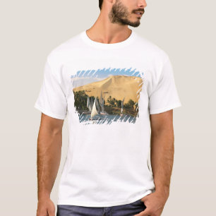 T-shirts Egito, Assuã, Rio Nilo, barcos à vela Felucca, 2