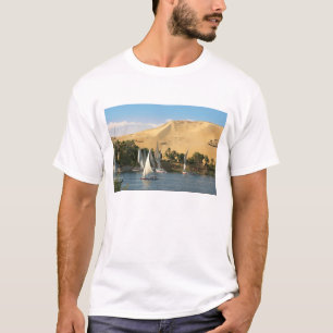 T-shirts Egito, Aswan, Rio Nilo, embarcações de navegaç