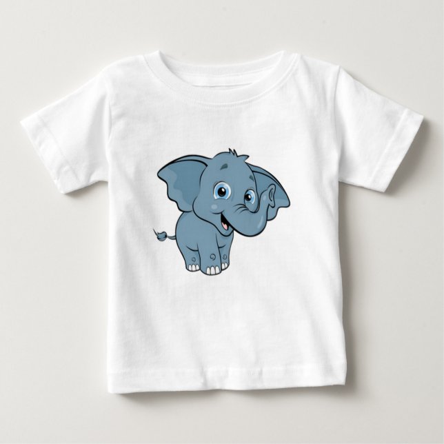T-shirts Elefante bonito do bebê (Frente)