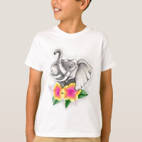 Elefante com Design de Hibiscus