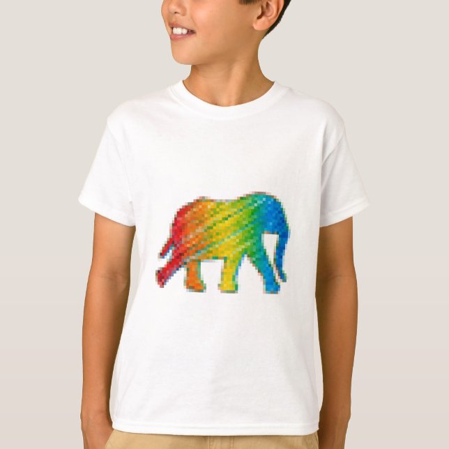 T-shirts Elefante com Pixels (Frente)