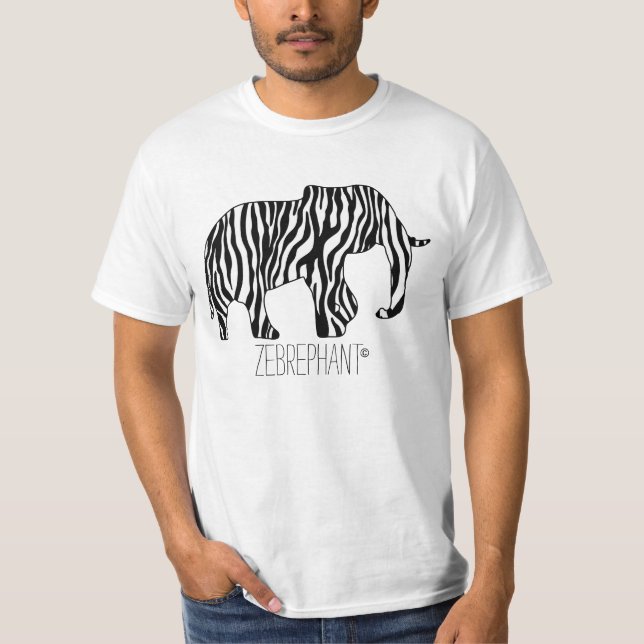 T-shirts Elefante com Zebra Stripes + suas ideias (Frente)