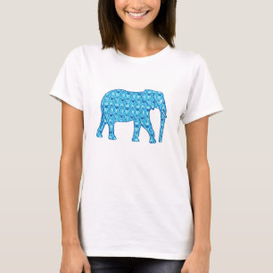 T-shirts Elefante da flor de Lotus - turquesa