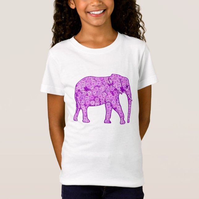 T-shirts Elefante da flor - roxo ametista (Frente)