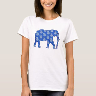 T-shirts Elefante de Paisley - azul de cobalto e branco
