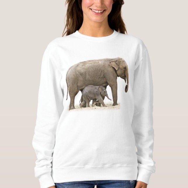 T-shirts Elefante do Mama & do bebê (Frente)