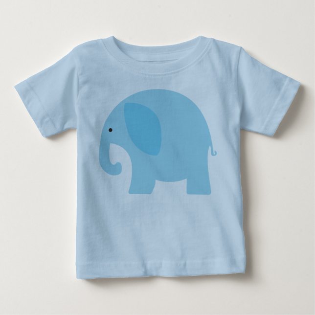 T-shirts Elefante dos azuis bebés (Frente)