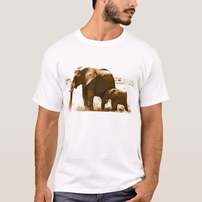 T-shirts Elefante e Elefante para Bebês (Frente)