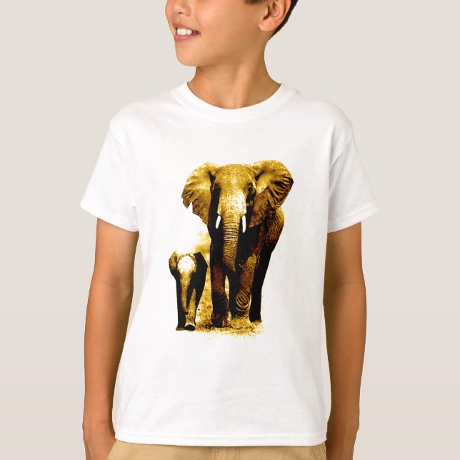 T-shirts Elefante e Elefante para Bebês (Frente)