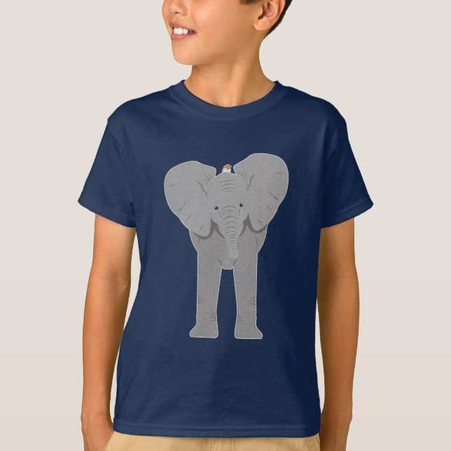T-shirts elefante e pássaro (Frente)