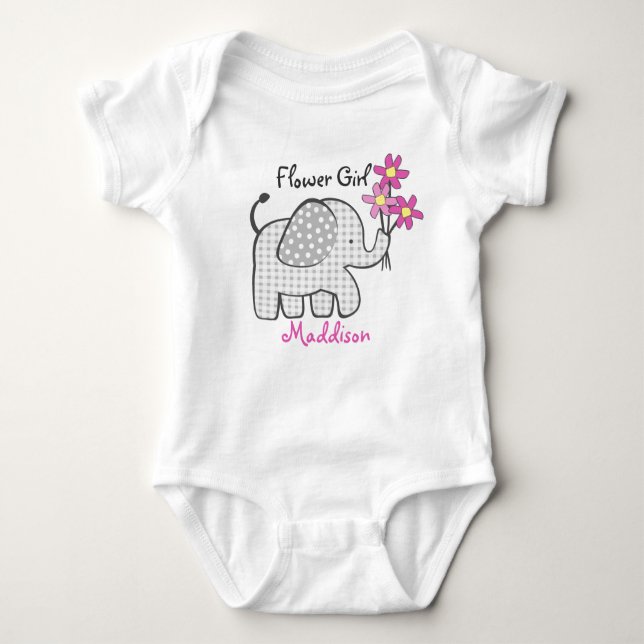 T-shirts Elefante-Flor com Flores Rosa (Frente)