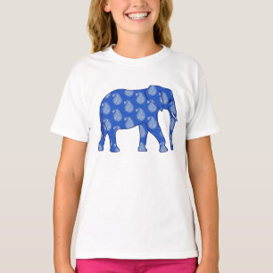 T-shirts Elefante paisley - azul cobalto e branco