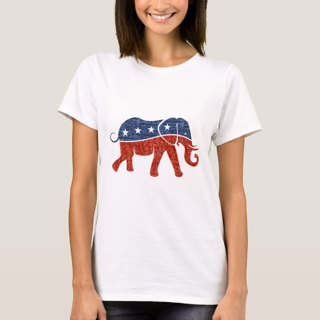 T-shirts elefante republicano brilhante (Frente)
