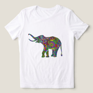 T-shirts Elefante retro colorido 2 das flores