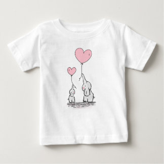 T-shirts Elefantes da mãe e do bebê com os balões