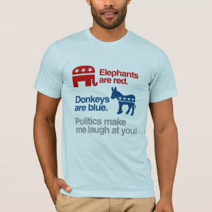 T-SHIRTS ELEFANTES SÃO VERMELHOS. OS DONKEYS SÃO AZUIS.