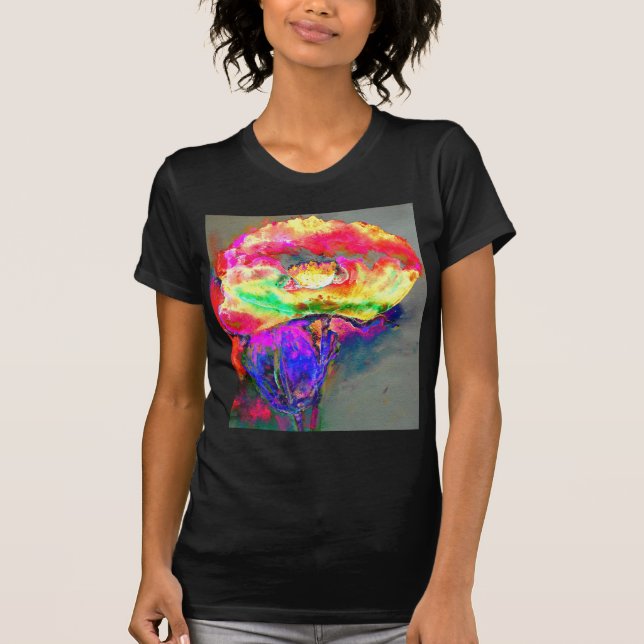 T-shirts Elegante abstrato Amarelo - Papoila floral (Frente)