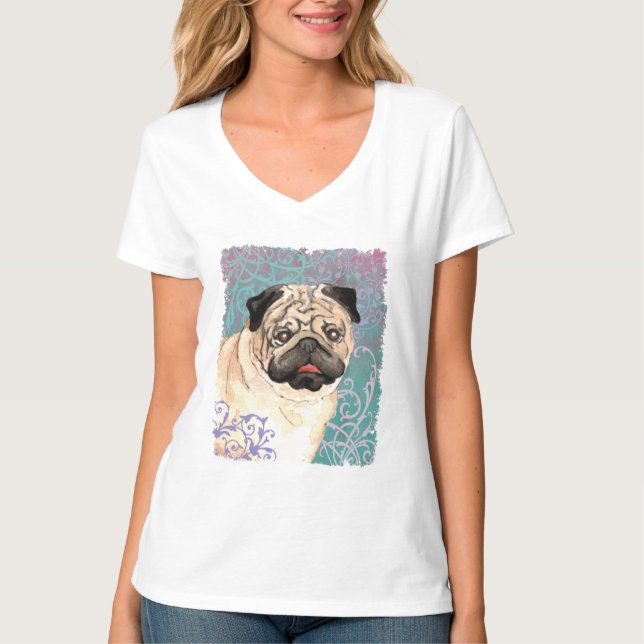 T-shirts Elegante Pug (Frente)