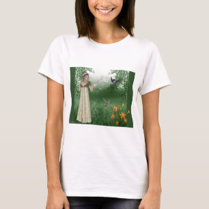 T-shirts Elf Magic no campo de grama com beija-flores