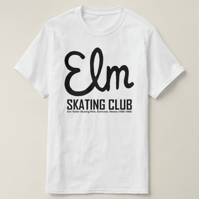 T-shirts Elm Skating Club, Elmhurst, Illinois (cores claras (Frente do Design)