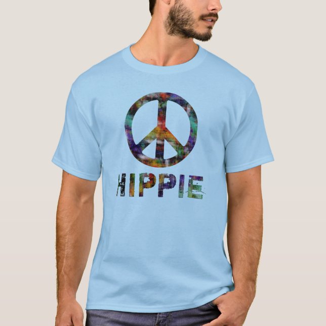 T-shirts Em uma palavra: Sinal de paz do Hippie (Frente)