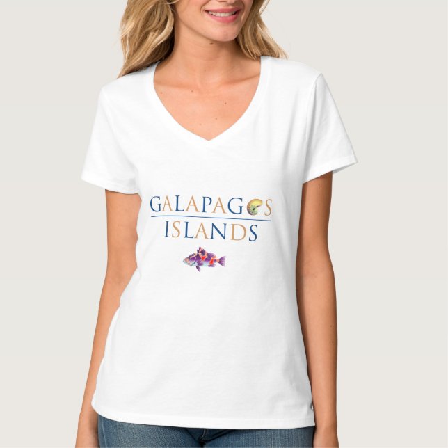 T-shirts Emblema de Peixes das Ilhas Galápagos (Frente)