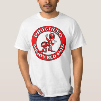 T-shirts Emblema redondo das formigas vermelhas de Progreso