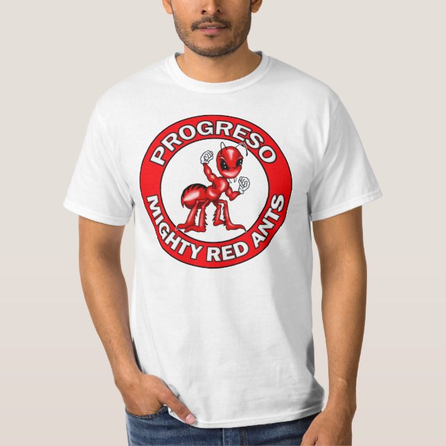 T-shirts Emblema redondo das formigas vermelhas de Progreso (Frente)